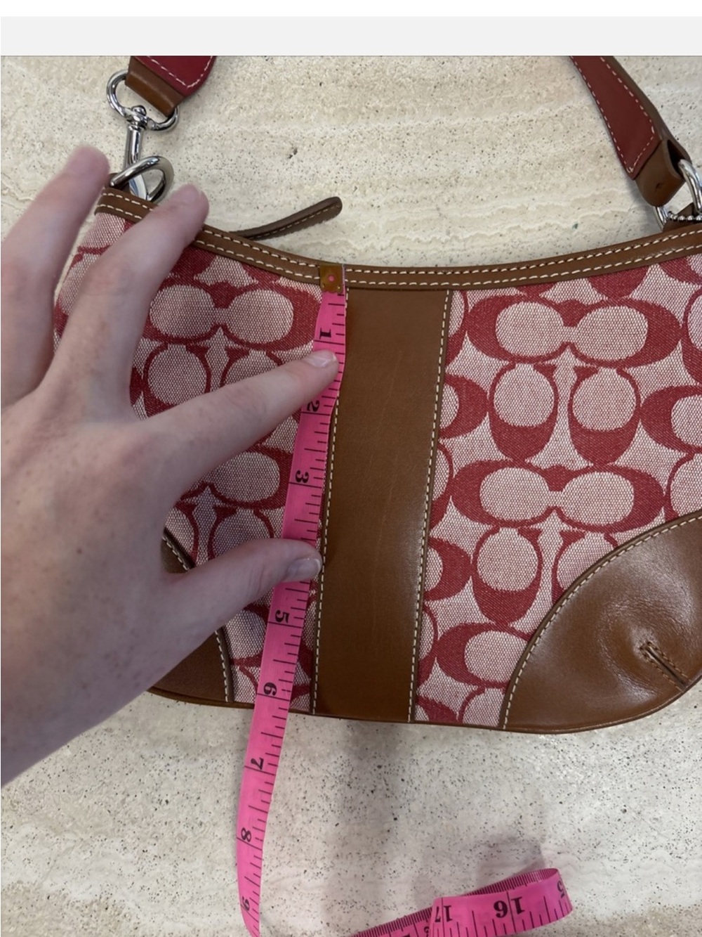 Coach Signature Stripe Demi Hobo blue/tan Shoulder Bag - Picture 8 of 9